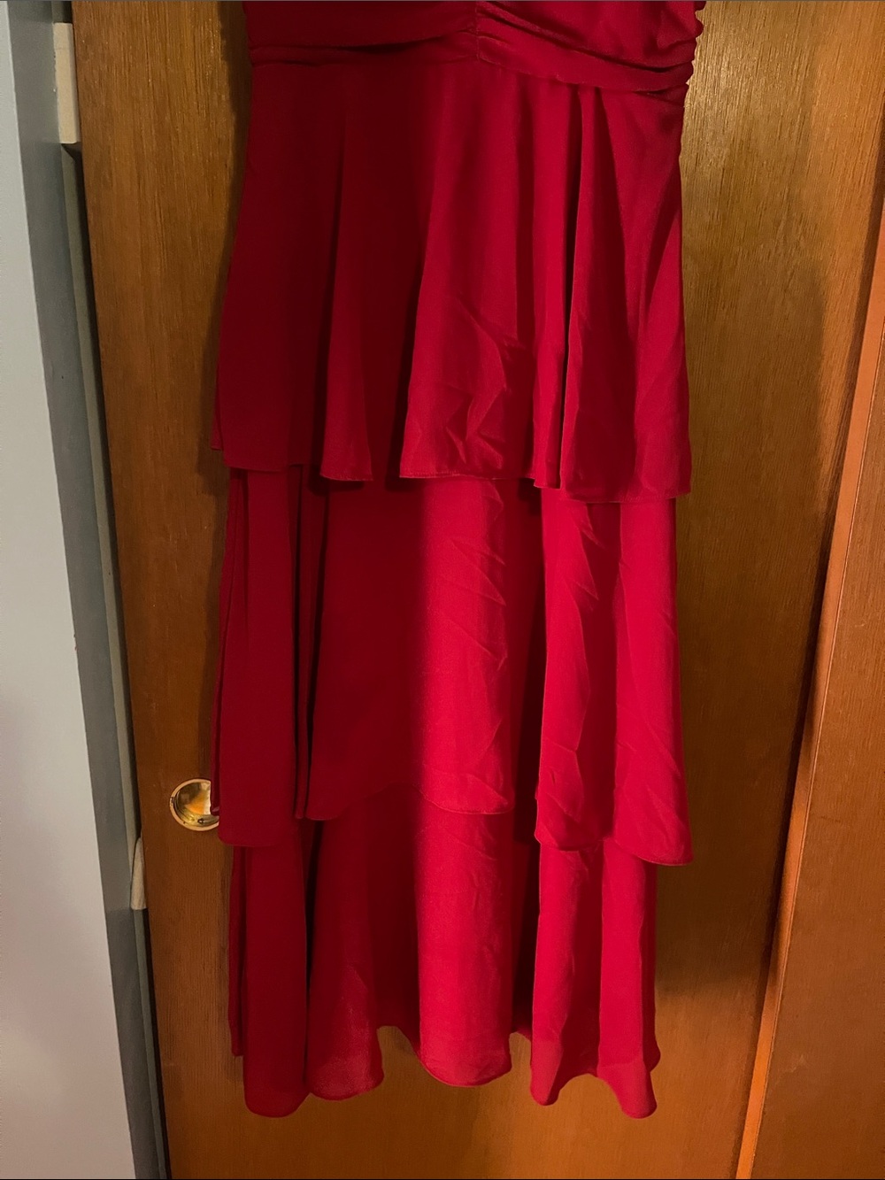 Lulu's Red V-Neck Tiered Maxi Dress - Picture 4 of 7